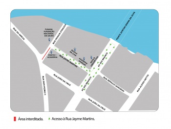 Mapa da obra na rua Moacyr Strauch, na Praia do Canto