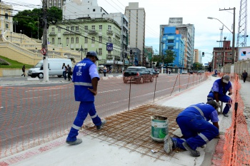 Obras da ciclovia no Centro de Vitória