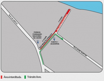 Mapa da obra na rua Moacyr Strauch, na Praia do Canto