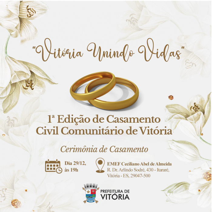 Vitória Unindo Vidas: casamento comunitário será nesta sexta (29)