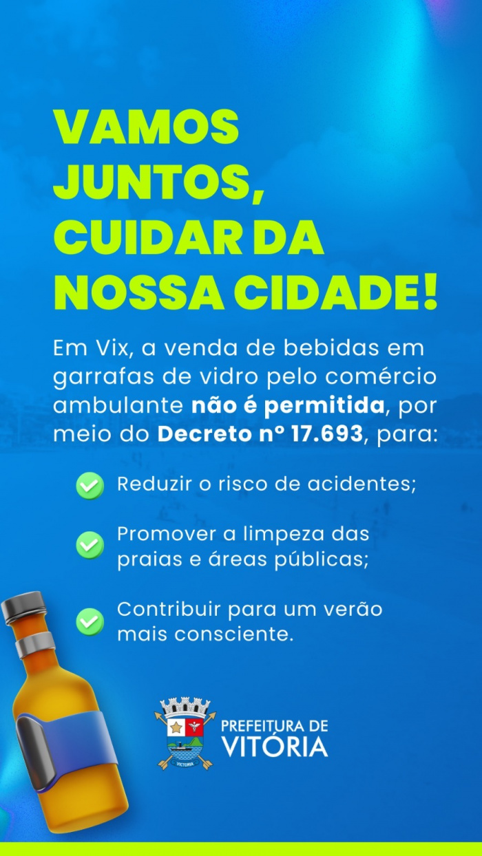 Recipientes quebrados podem causar acidentes graves, especialmente em praias e locais de lazer