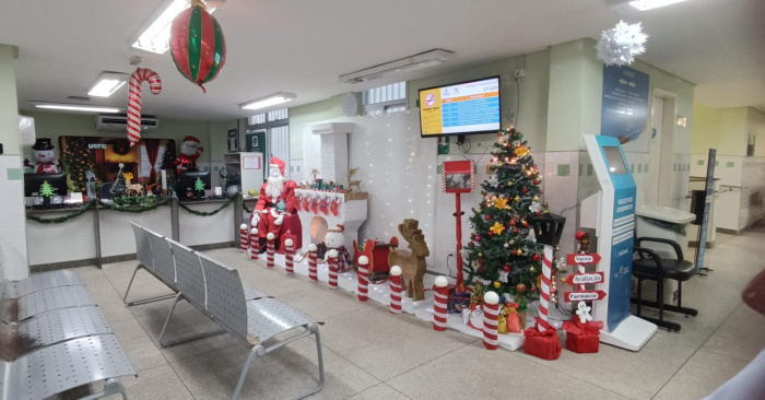 Decoração na Unidade de Saúde da Fonte Grande para o Natal com Saúde