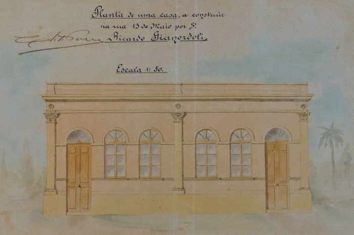 Planta de residência na Rua 13 de Maio, aprovada em 9 de março de 1898