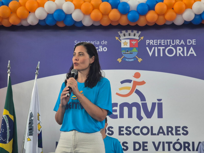 Secretária municipal de Educação, Juliana Rohsner, na Cerimônia de Abertura do 54º JEMVI