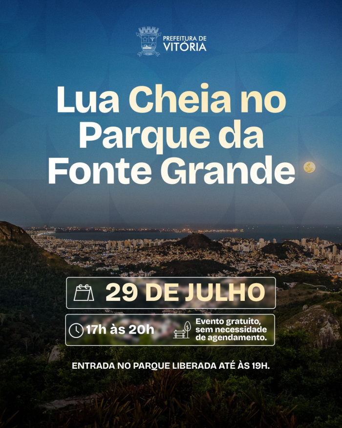 Parque da Fonte Grande recebe quinta edição do projeto Lua Cheia nesta quarta-feira (29)