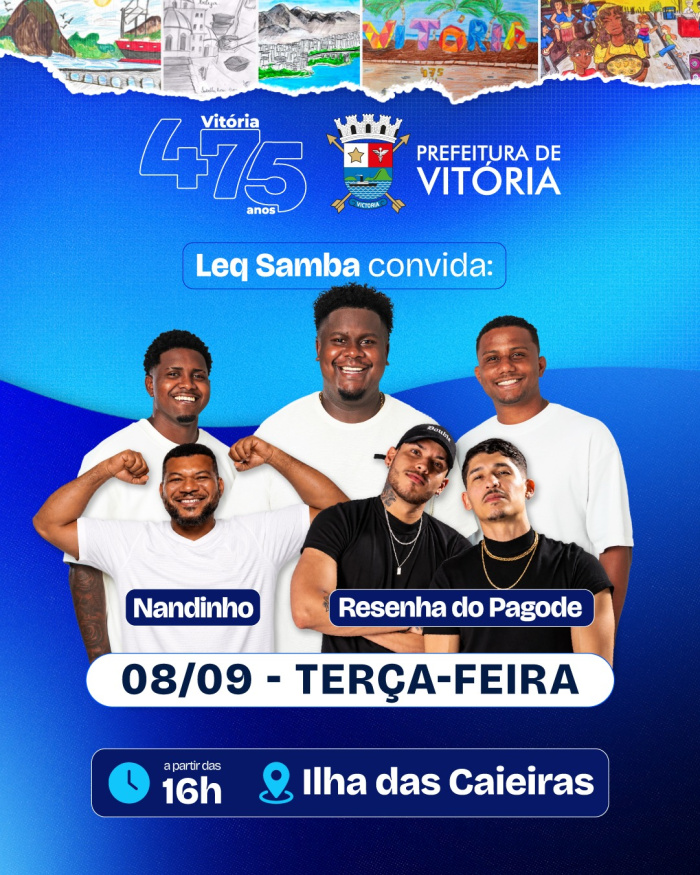 Leq Samba convida Resenha de Pagode e Nandinho para animar a festa na Ilha das Caieieras, às 16h.